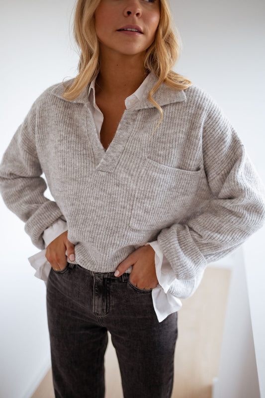 Mara | Pull en tricot gris
