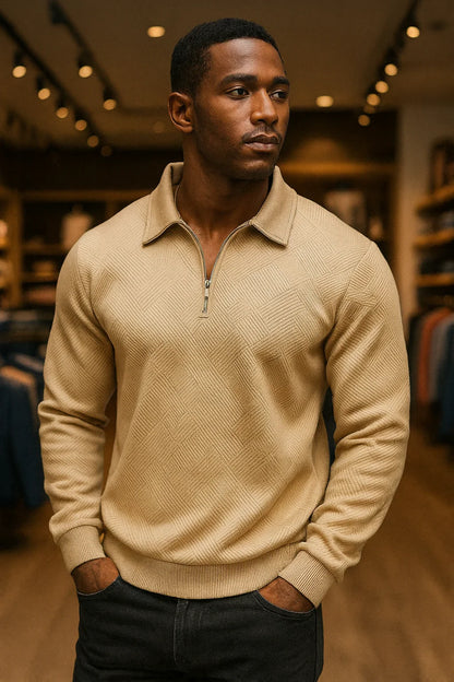 Kasper - Pull Texturé à Col Zippé