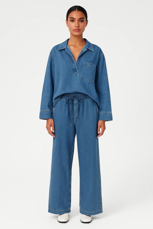 Ensemble décontracté avec chemise et pantalons larges