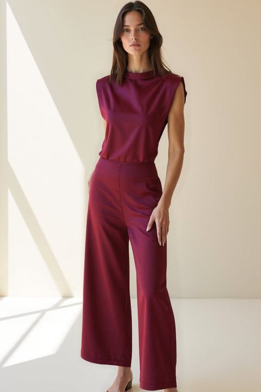 Ensemble élégant deux pièces | Top sans manches avec dos dénudé et pantalons larges