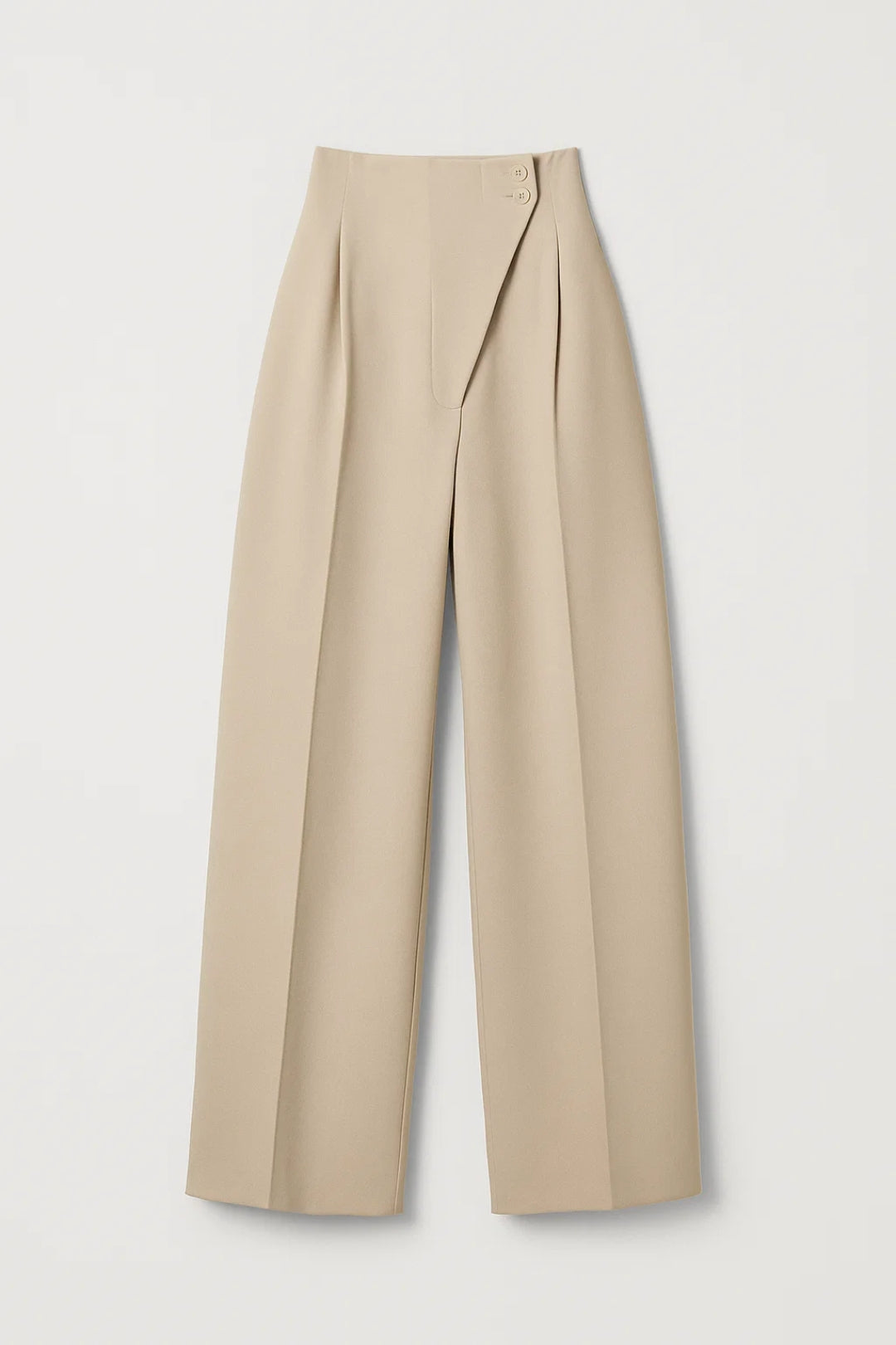 Pantalon large en tissu fluide | Taille haute | Fermeture avec boutons décoratifs