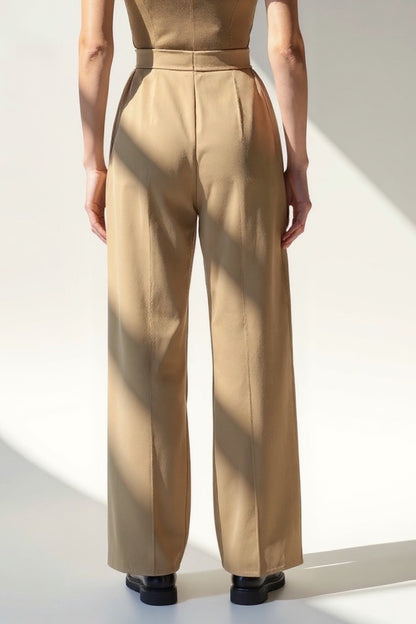 Pantalon élégant taille haute avec ceinture | Jambe droite | Disponible en plusieurs couleurs