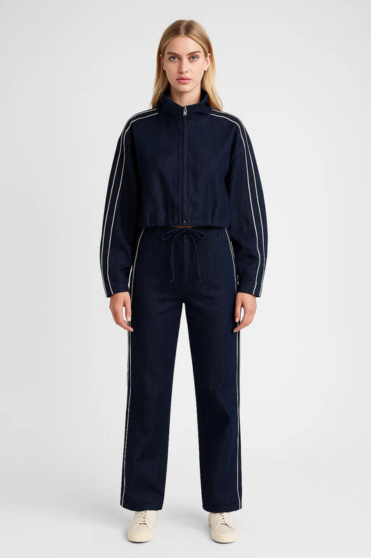 Ensemble de deux pièces avec veste de sport et pantalon à jambe droite