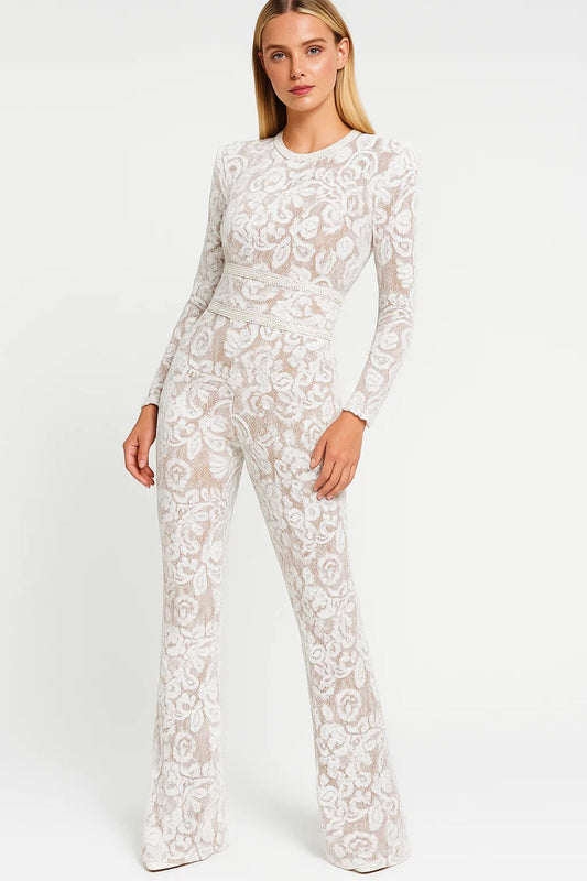 Combinaison élégante à manches longues avec motif floral