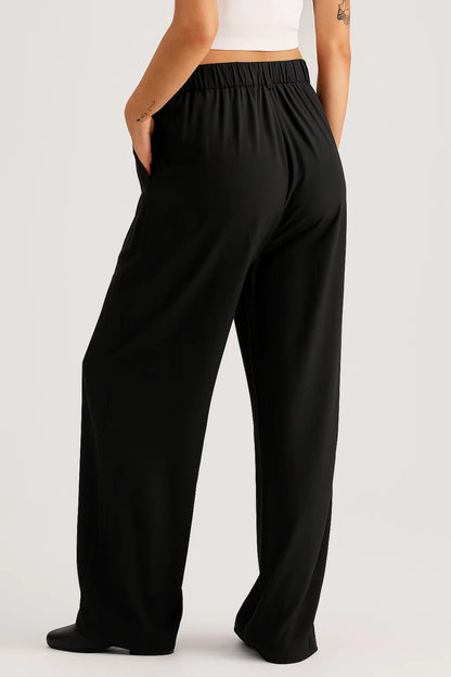 Pantalon large noir élégant | Taille haute | Coupe fluide et tailleur