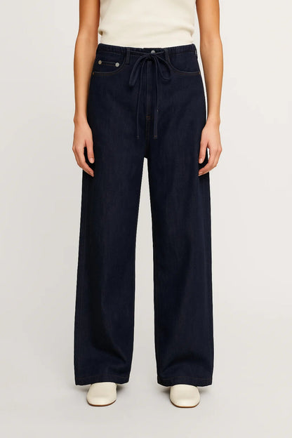 Jean large avec taille élastique et cordon de serrage | Confort et style quotidien